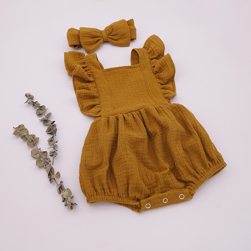 2021 New Baby Romper For Girls Toddler Summer Double Gauze Organic
