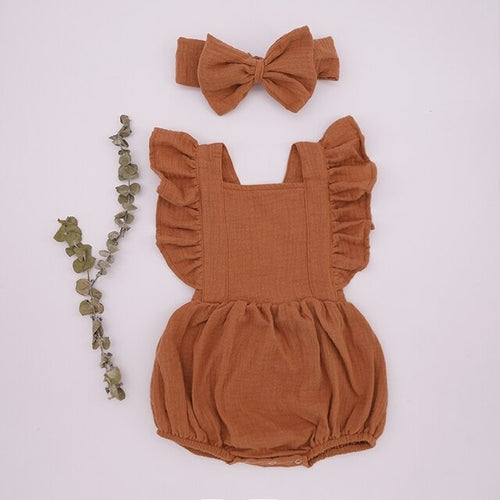 2021 New Baby Romper For Girls Toddler Summer Double Gauze Organic