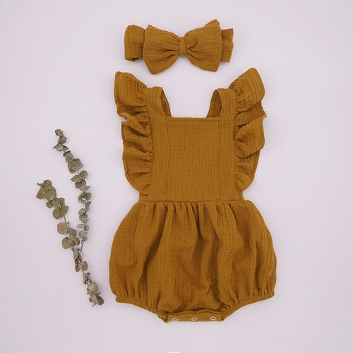 2021 New Baby Romper For Girls Toddler Summer Double Gauze Organic