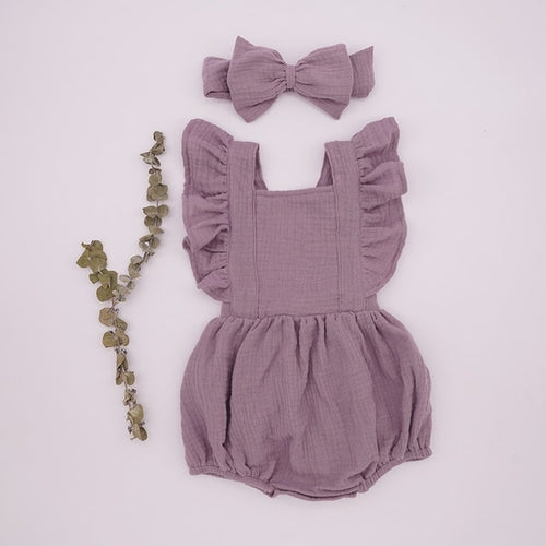 2021 New Baby Romper For Girls Toddler Summer Double Gauze Organic