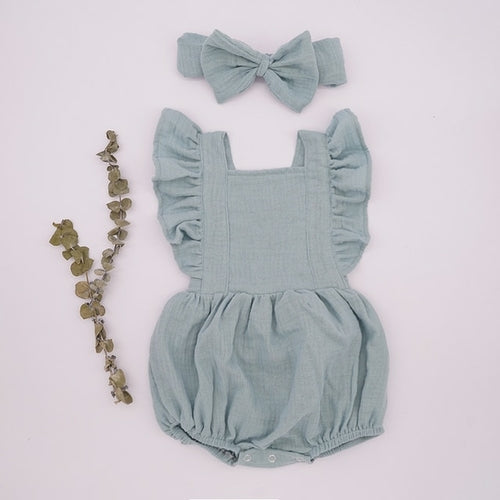 2021 New Baby Romper For Girls Toddler Summer Double Gauze Organic