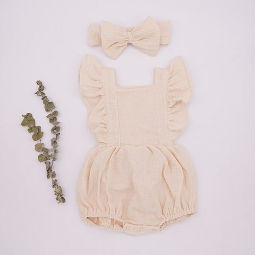 2021 New Baby Romper For Girls Toddler Summer Double Gauze Organic