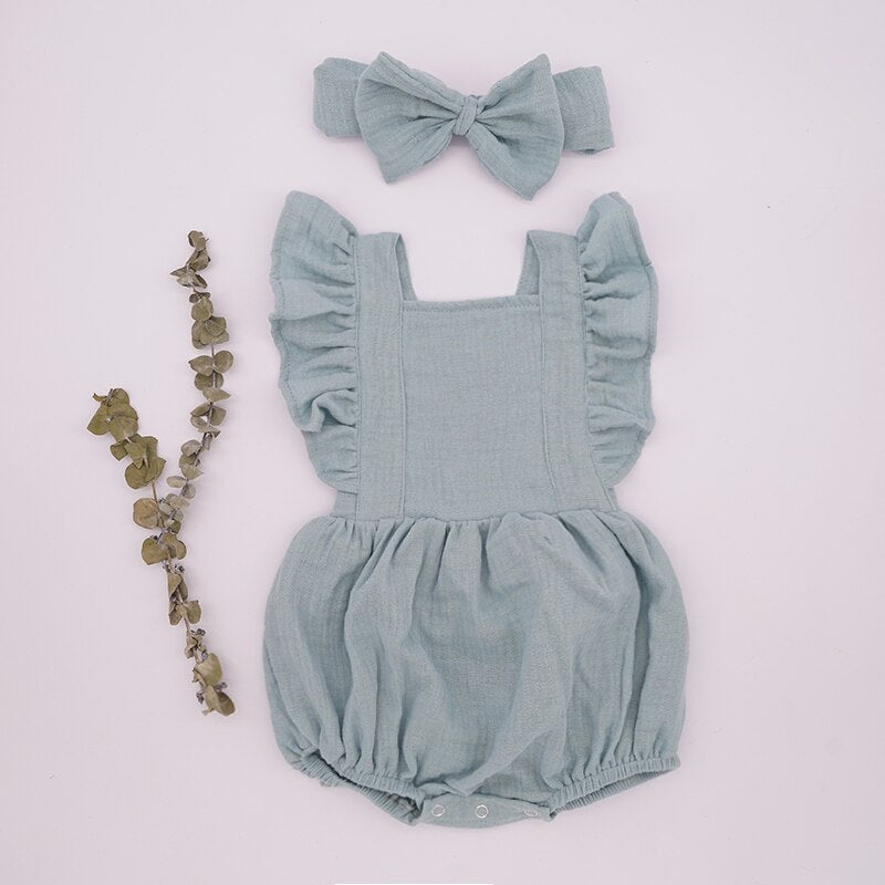 2021 New Baby Romper For Girls Toddler Summer Double Gauze Organic