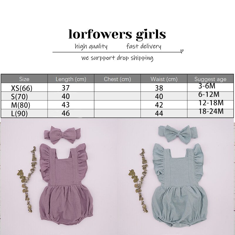 2021 New Baby Romper For Girls Toddler Summer Double Gauze Organic