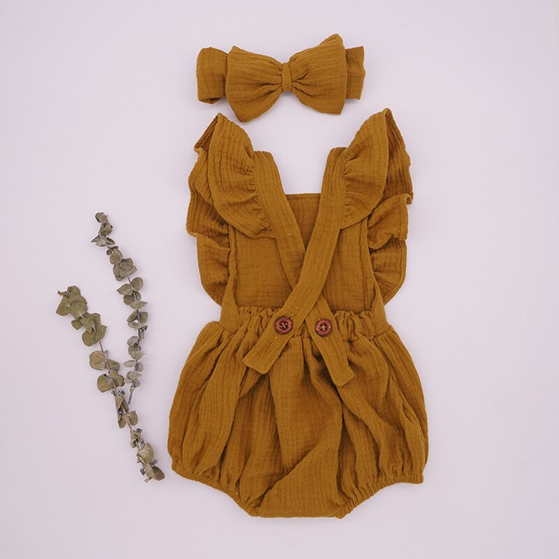 2021 New Baby Romper For Girls Toddler Summer Double Gauze Organic