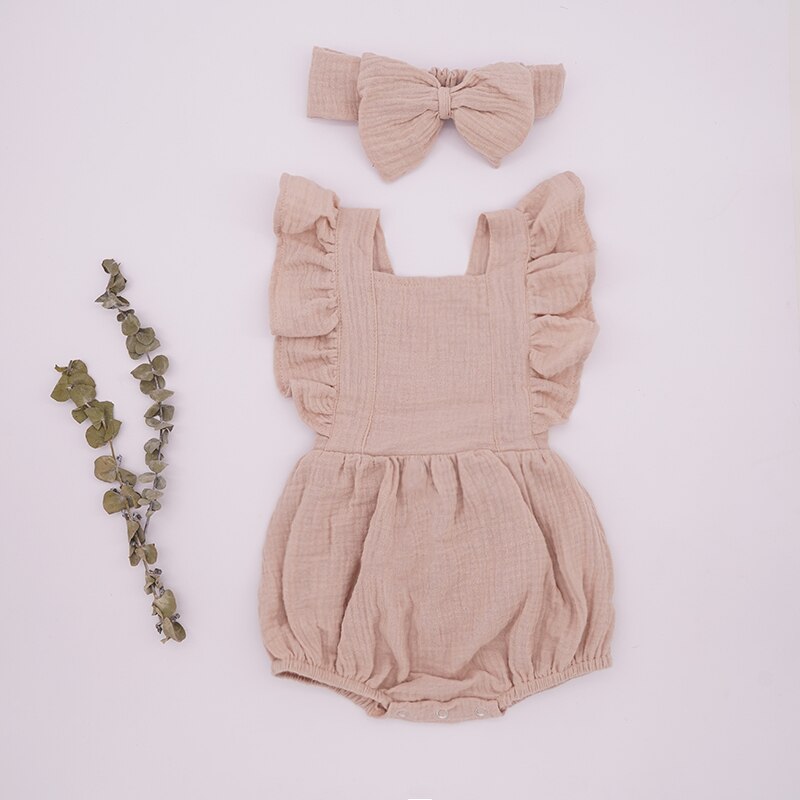 2021 New Baby Romper For Girls Toddler Summer Double Gauze Organic
