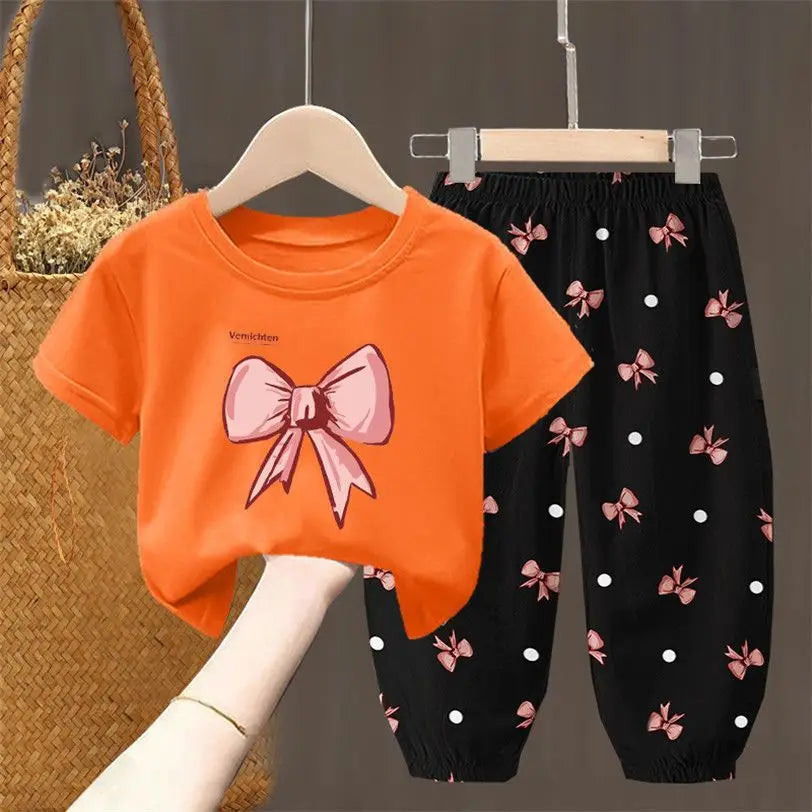 Summer Sets Children's Clothing Girls Kids Toddler Clothes Cute Fashion T-shirt Top Pants 2PCS Baby Girl Clothes