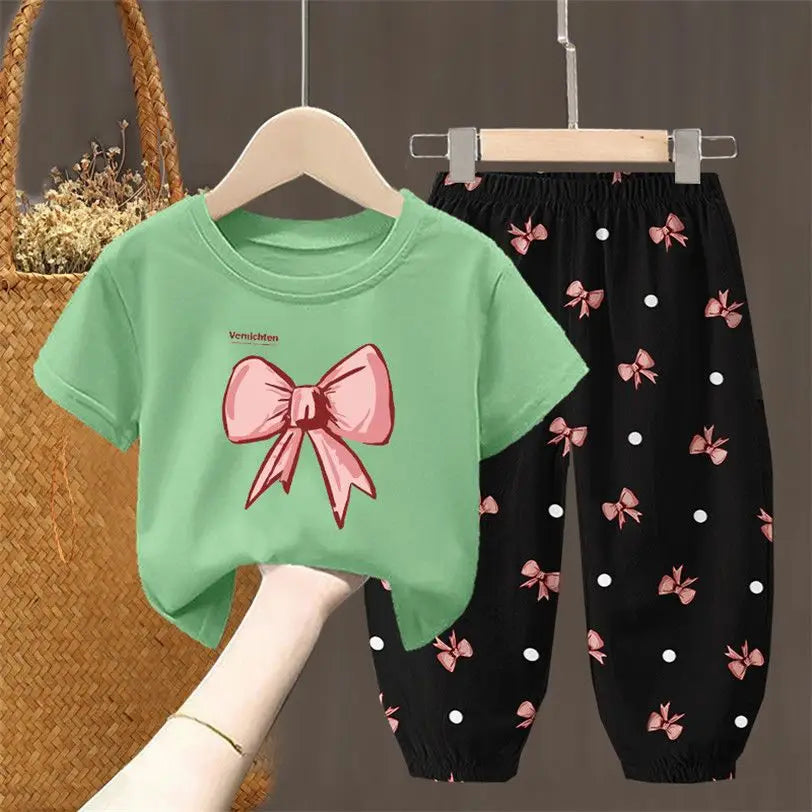 Summer Sets Children's Clothing Girls Kids Toddler Clothes Cute Fashion T-shirt Top Pants 2PCS Baby Girl Clothes