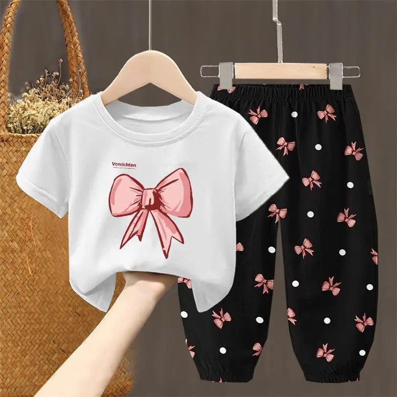 Summer Sets Children's Clothing Girls Kids Toddler Clothes Cute Fashion T-shirt Top Pants 2PCS Baby Girl Clothes