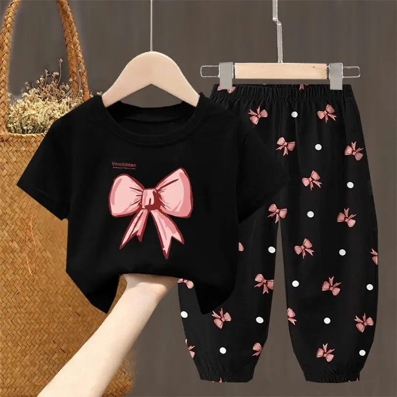 Summer Sets Children's Clothing Girls Kids Toddler Clothes Cute Fashion T-shirt Top Pants 2PCS Baby Girl Clothes