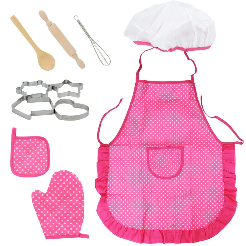 Kids Cooking and Baking Chef Set, Toddler Dress Up & Pretend Play Dress Up Clothes for  Ages 3-12, Kitchen Toys with Kids Aprons