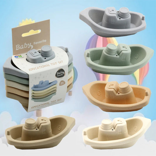 Bathroom Stacking Boat Toys Playing in Water Stacking Cups Parent