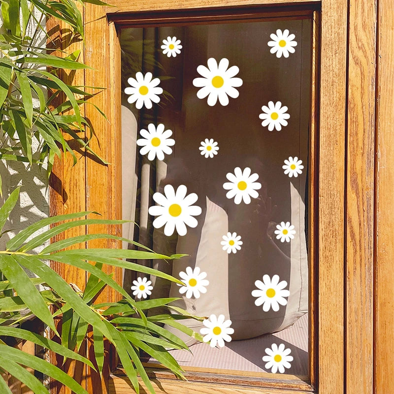 White Daisy Flower Wall Stickers Kids Room Living Room DIY Art Decas