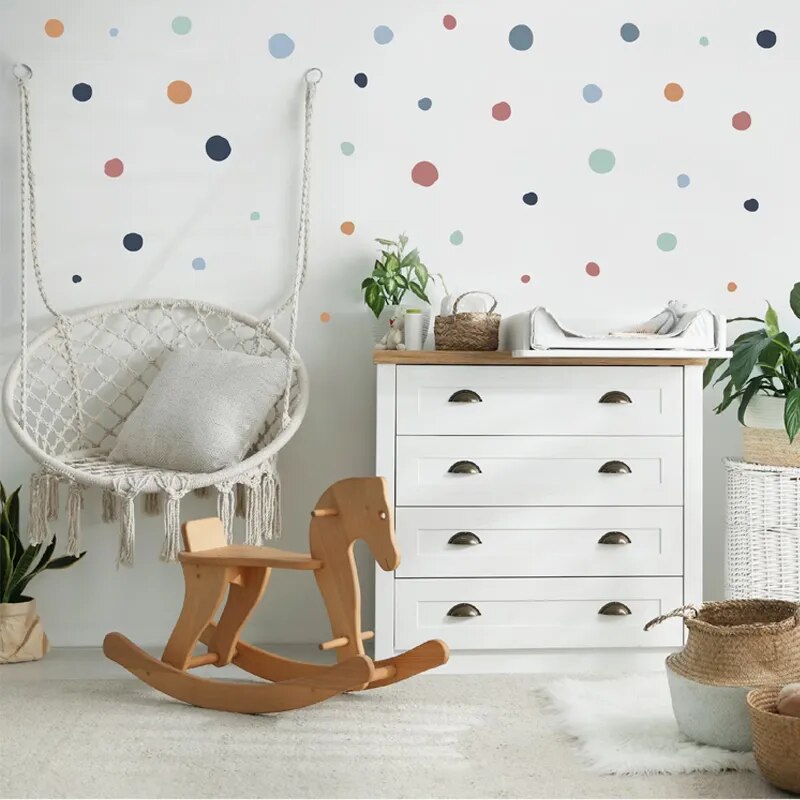 Boho Colorful Polka Dots Children Wall Stickers Removable Nursery Wall