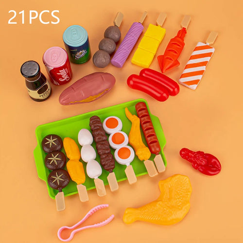 Kids Pretend Play Kitchen Toys Simulation Food Barbecue Cooking Toys