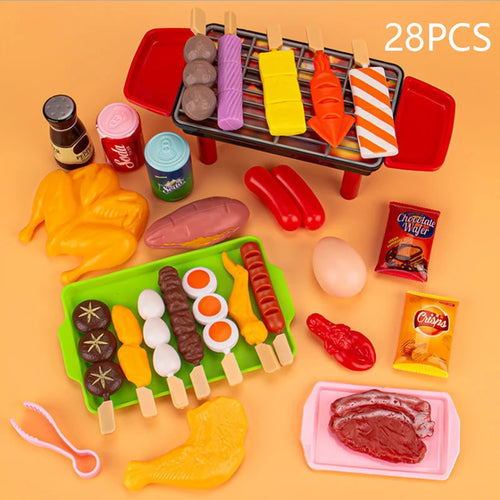 Kids Pretend Play Kitchen Toys Simulation Food Barbecue Cooking Toys