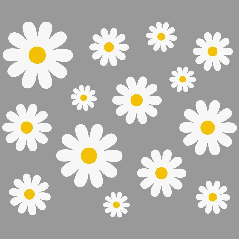 White Daisy Flower Wall Stickers Kids Room Living Room DIY Art Decas