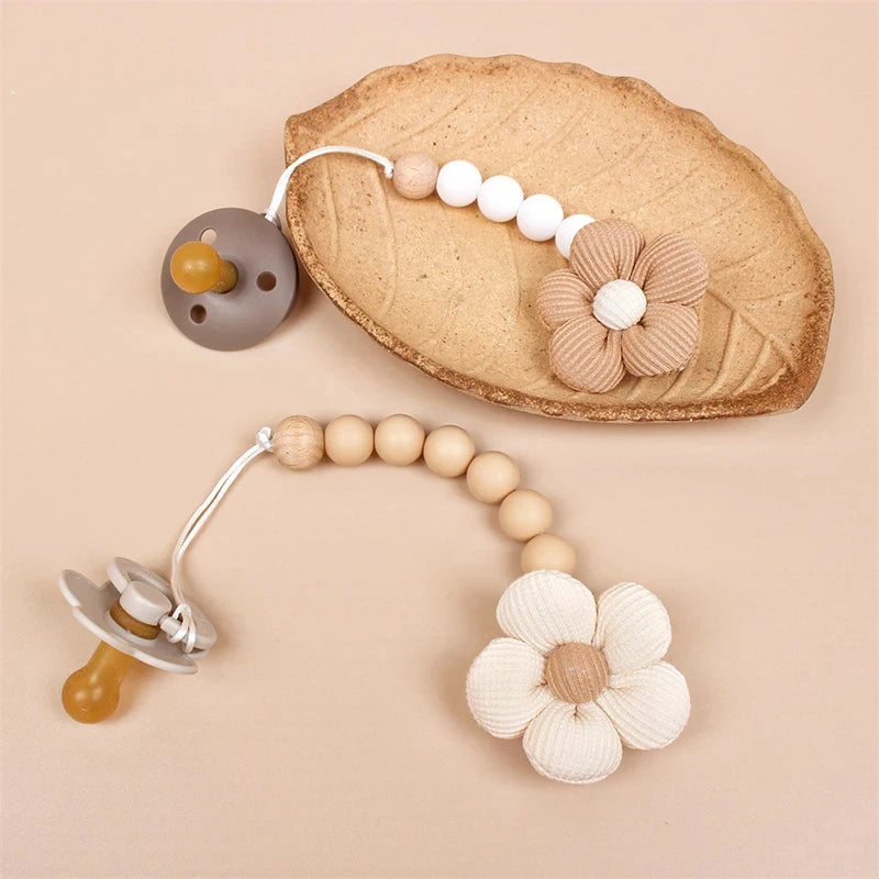 Cute Baby Silicone Flower Pacifier Chain Newborn Baby Accessories