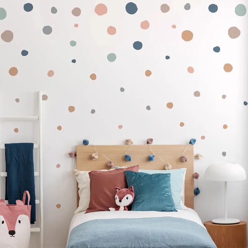 Boho Colorful Polka Dots Children Wall Stickers Removable Nursery Wall