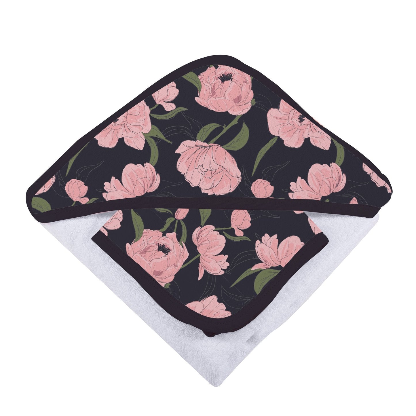 Peonies Hooded Towel and Washcloth Set