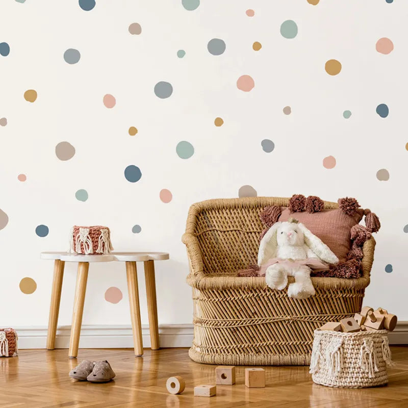 Boho Colorful Polka Dots Children Wall Stickers Removable Nursery Wall