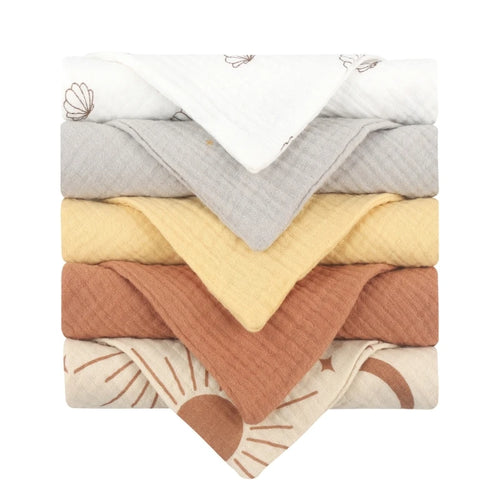 5PCS Soft Absorbent Gauze Cotton Baby Towels Wipe Face Cloths Towel