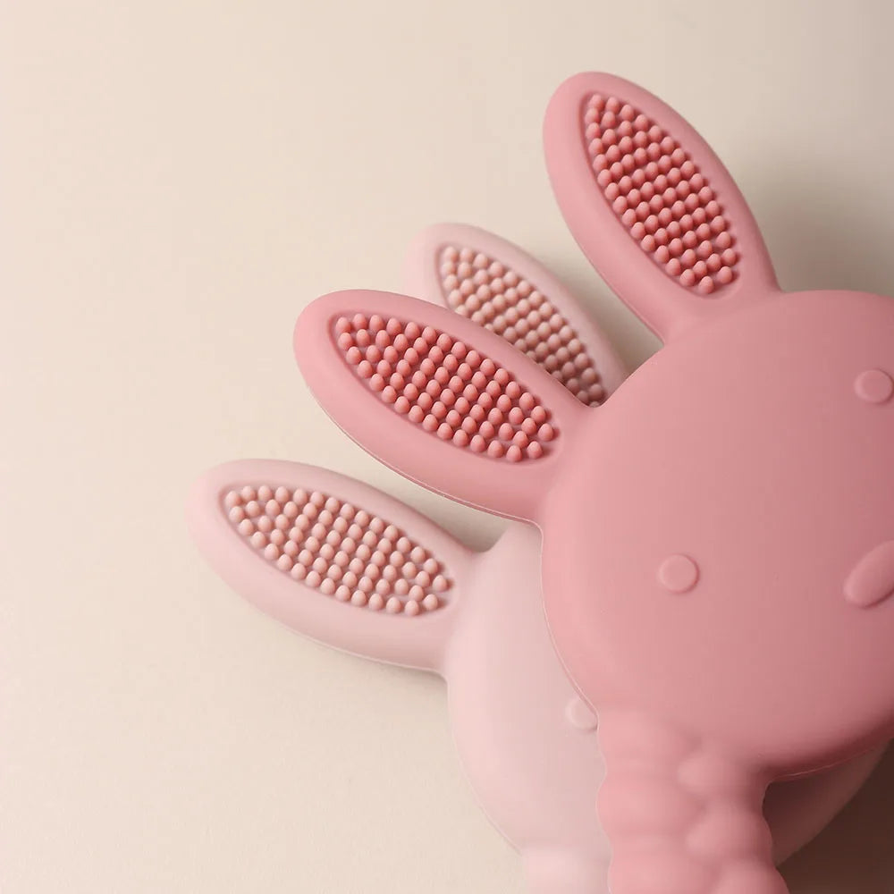 Cute Baby Rabbit Baby Toy Food Grade Safe Silicone Toothbrush Teether