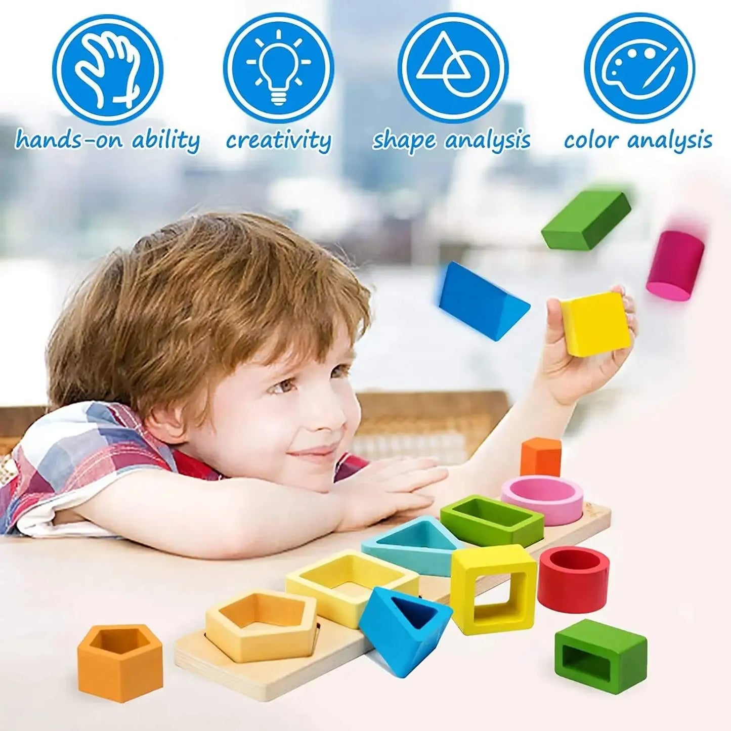 Children's Wooden Category Stack Toy Education Color Shape