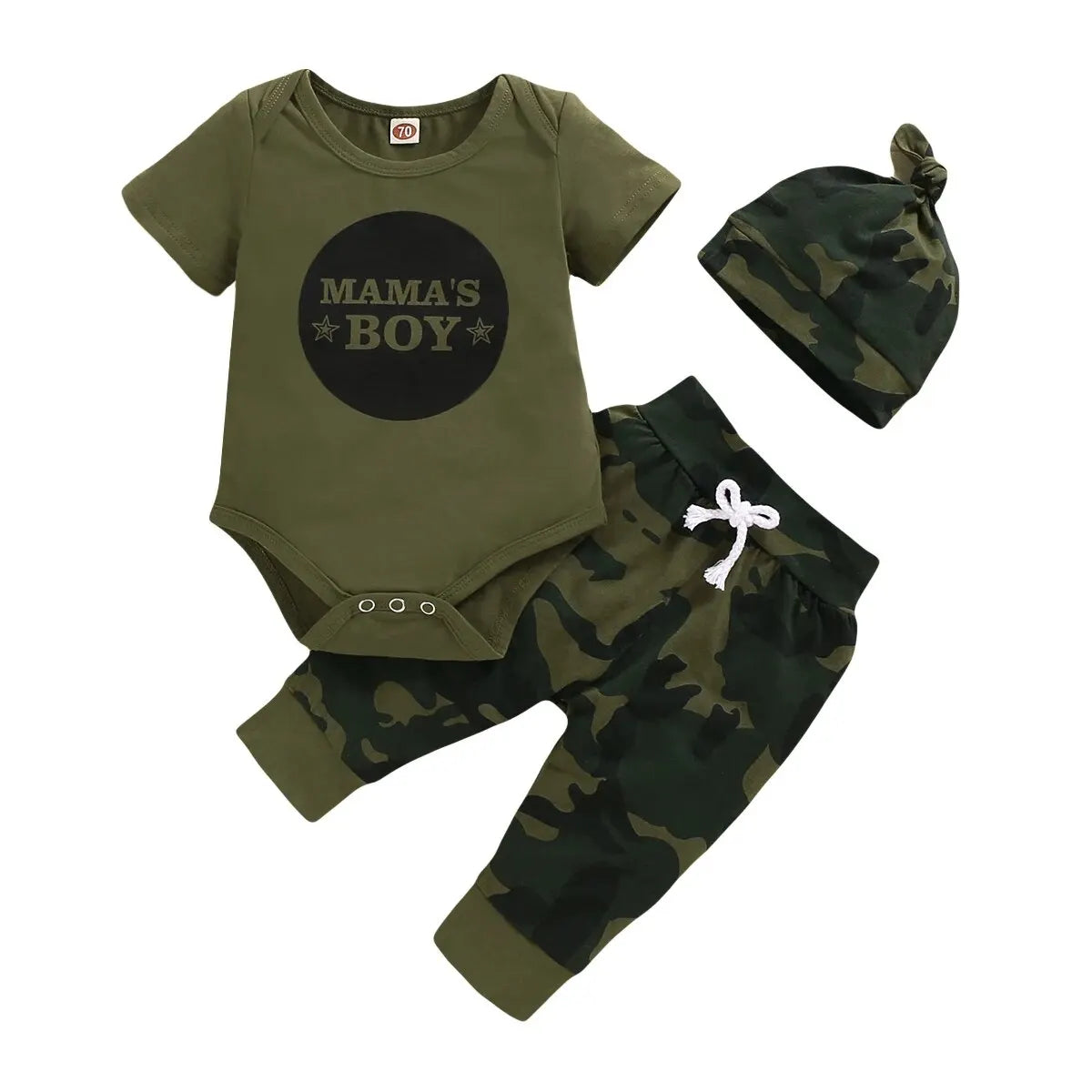 Newborn Baby Boy Summer Clothes Set Letters Short Sleeve Romper +Camouflage Pants+Hat 3pcs Outfits for Toddler Boy 0-18 Months