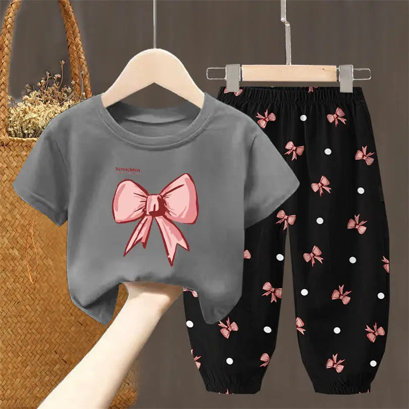 Summer Sets Children's Clothing Girls Kids Toddler Clothes Cute Fashion T-shirt Top Pants 2PCS Baby Girl Clothes