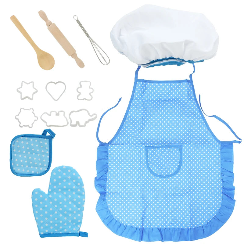 Kids Cooking and Baking Chef Set, Toddler Dress Up & Pretend Play Dress Up Clothes for  Ages 3-12, Kitchen Toys with Kids Aprons