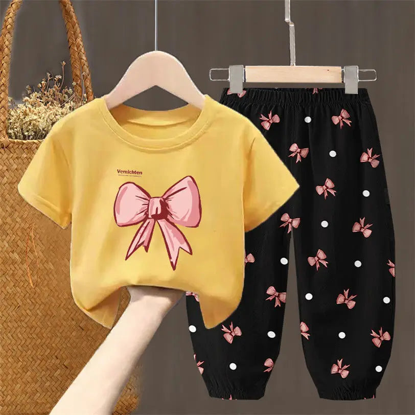 Summer Sets Children's Clothing Girls Kids Toddler Clothes Cute Fashion T-shirt Top Pants 2PCS Baby Girl Clothes